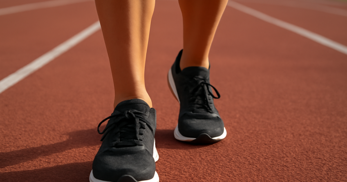 pieds d'une coureuse sur piste