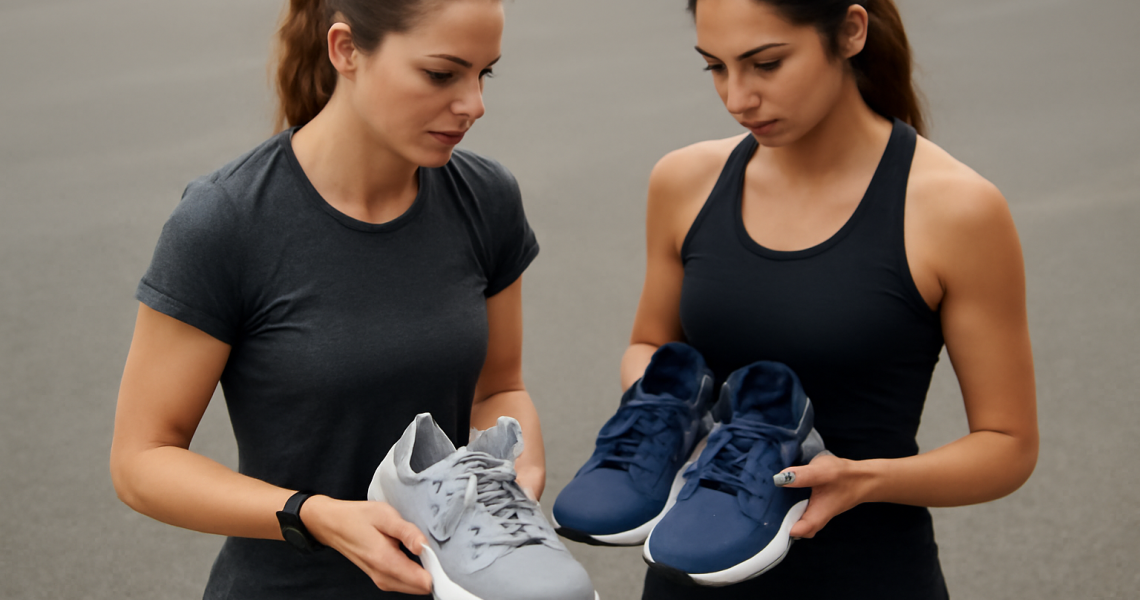 coureuses comparant deux paires avant séance