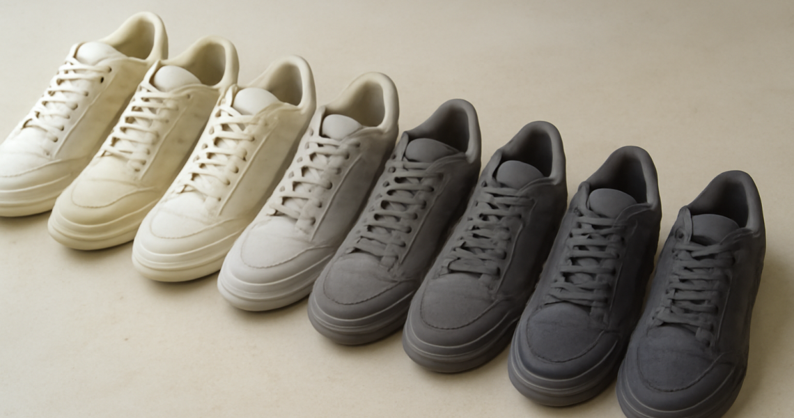 plusieurs paires de baskets alignees
