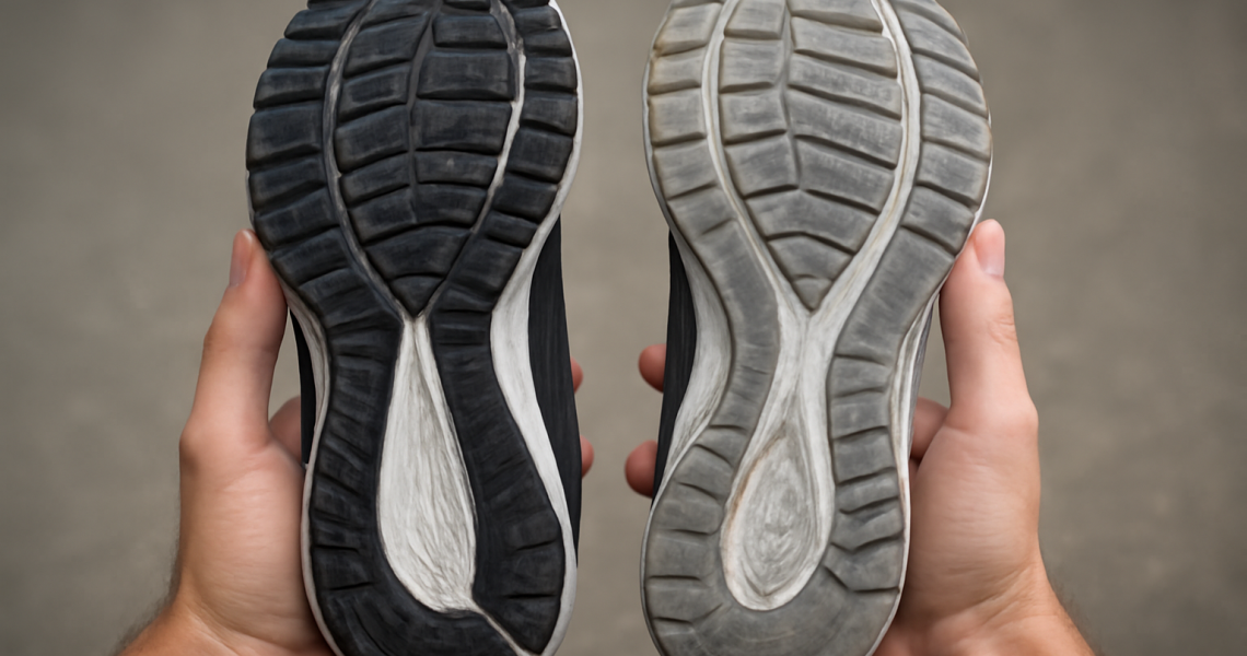 mains comparant semelles de course