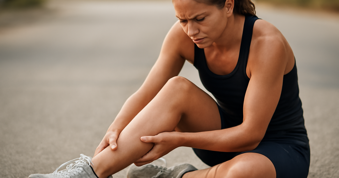 coureuse massant un mollet après effort