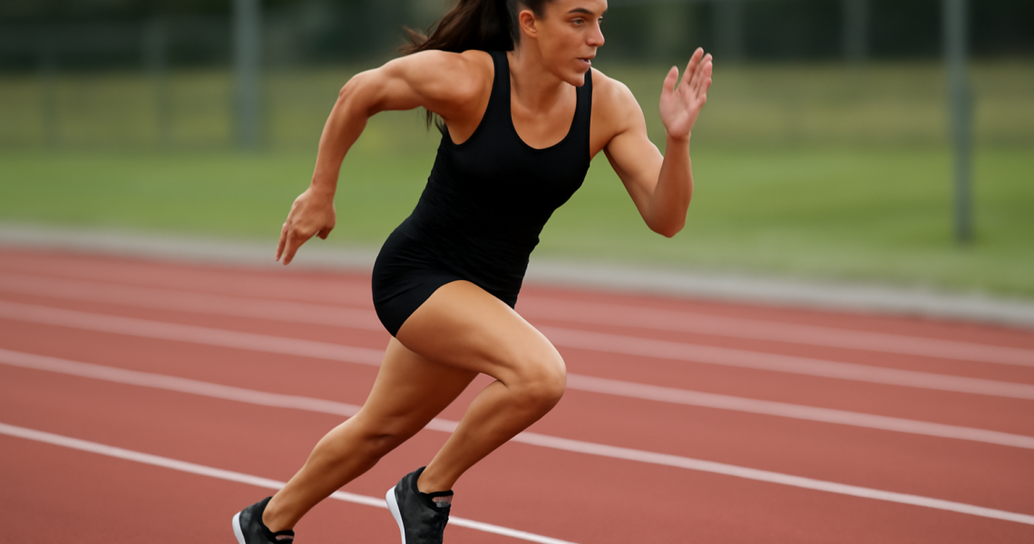 coureuse effectuant sprints sur piste
