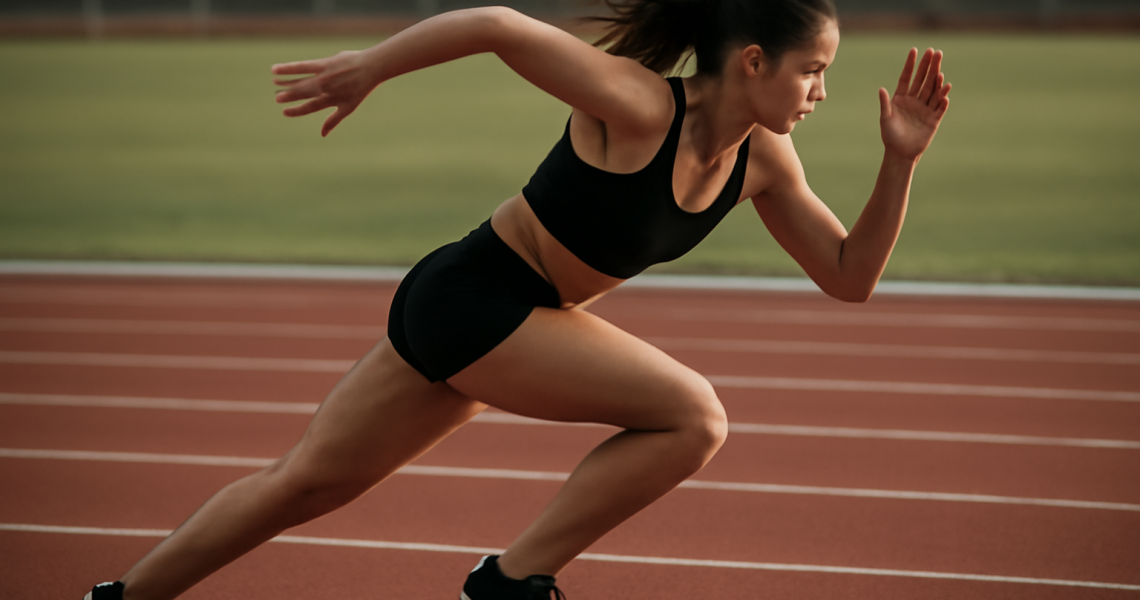 coureuse lançant un sprint sur piste