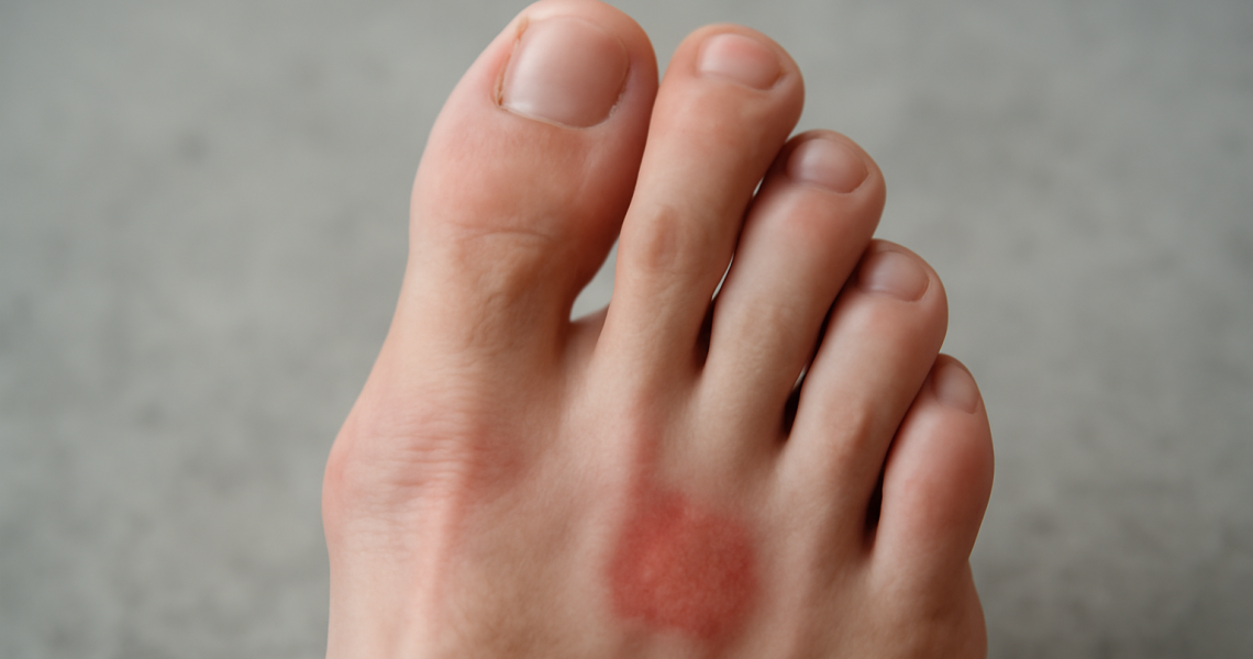 pied montrant frottement à l'avant du pied