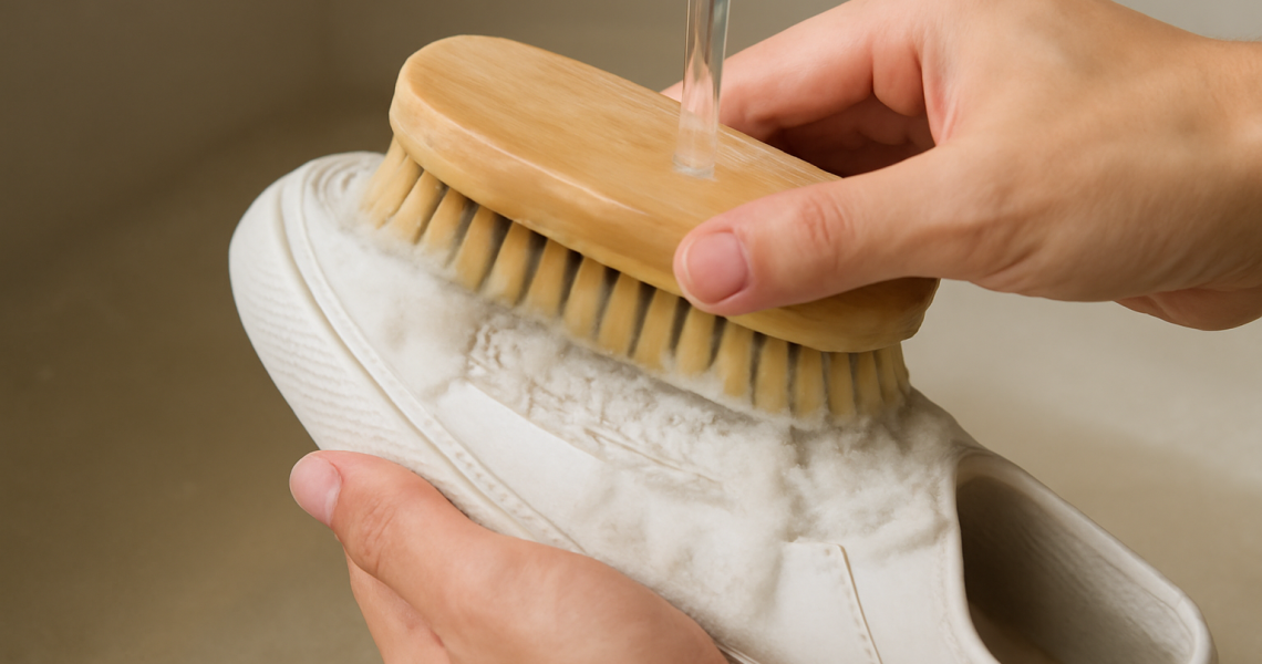 mains lavant semelle avec brosse douce