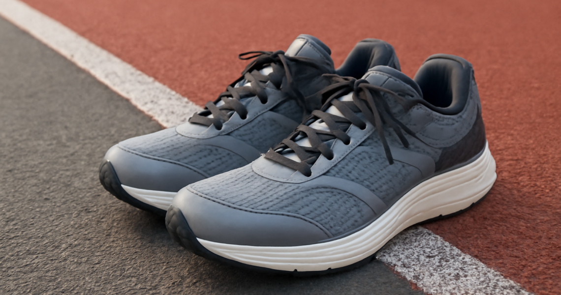 paire de chaussures posée sur bord piste