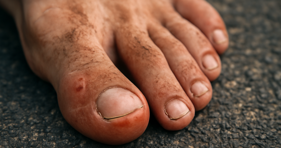 gros plan sur orteils apres course