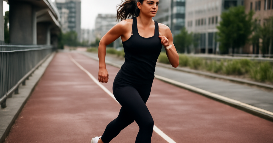 femme courant sur piste urbaine