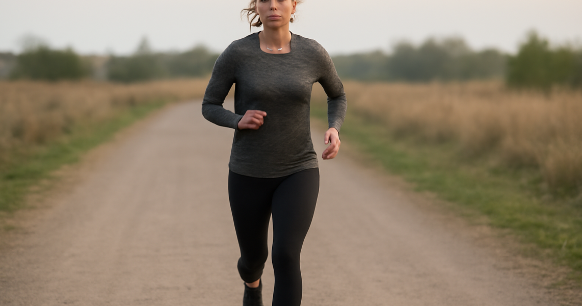femme courant lentement sur chemin plat