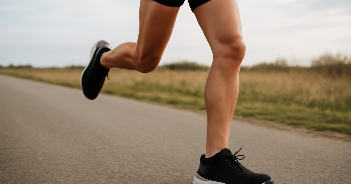 jambes en accélération sur chemin plat