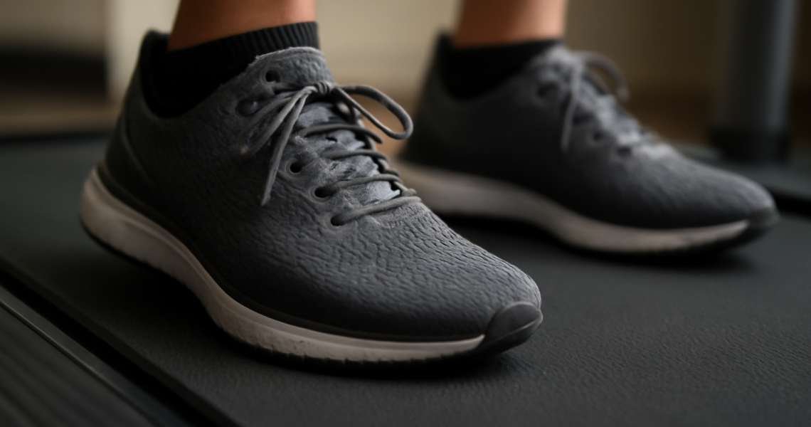 gros plan chaussures sur tapis de course