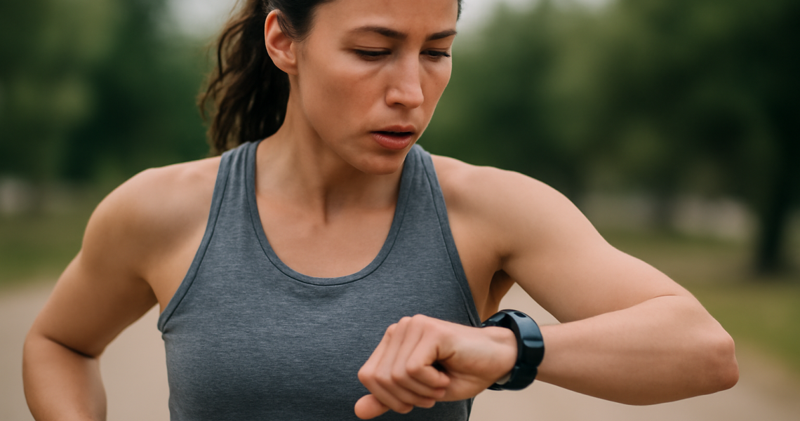 coureuse suivant programme sur montre GPS