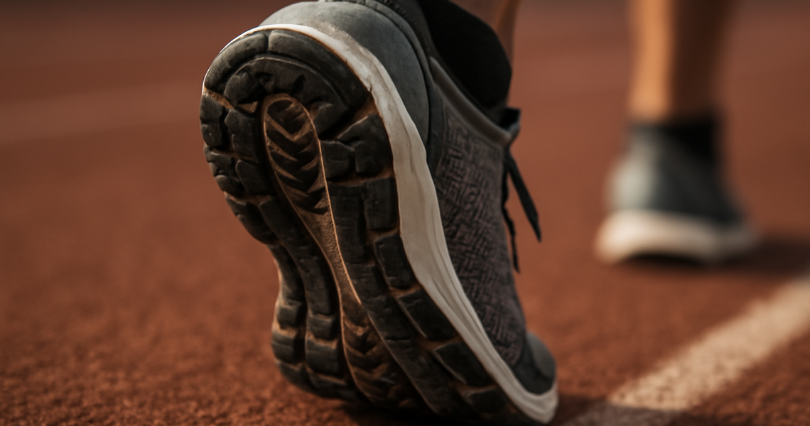 gros plan semelle en poussée sur piste