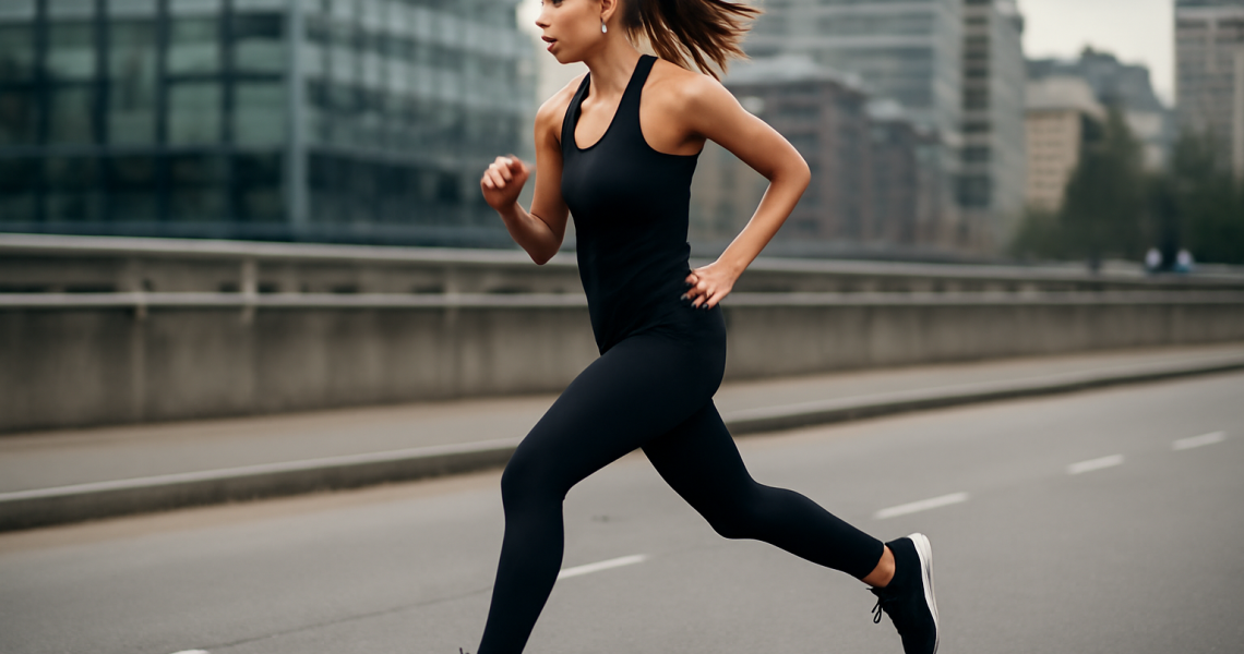 femme courant rapidement sur piste urbaine