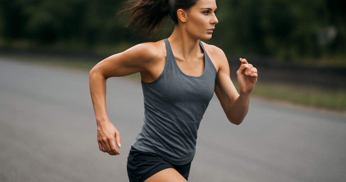 femme courant avec cadence elevee
