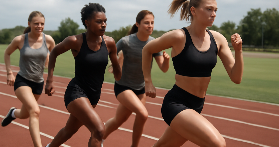 groupe de coureuses effectuant des accélérations