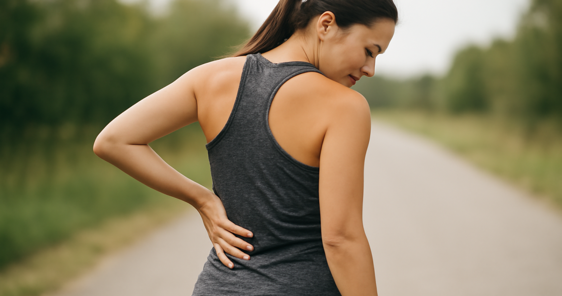 femme touchant le bas du dos après course