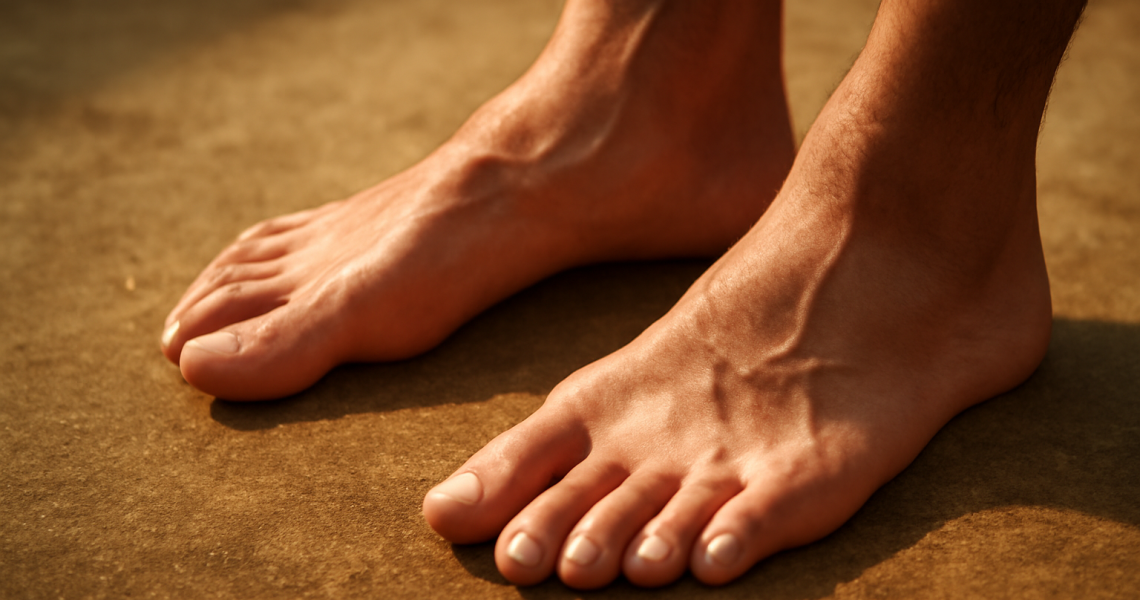 pieds en appui sur sol chaud après effort