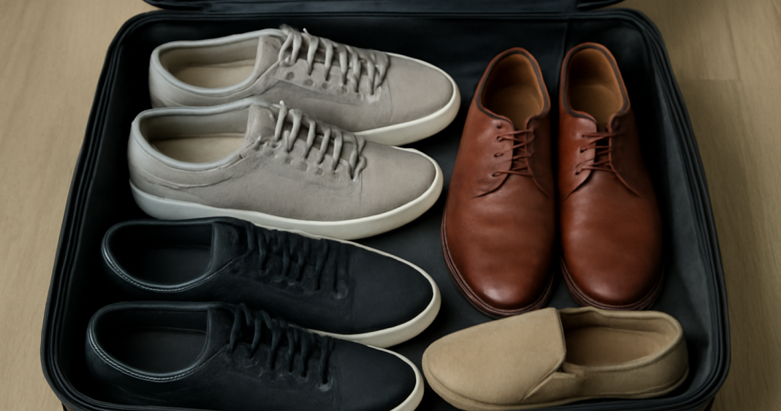 chaussures compactes rangees dans une valise