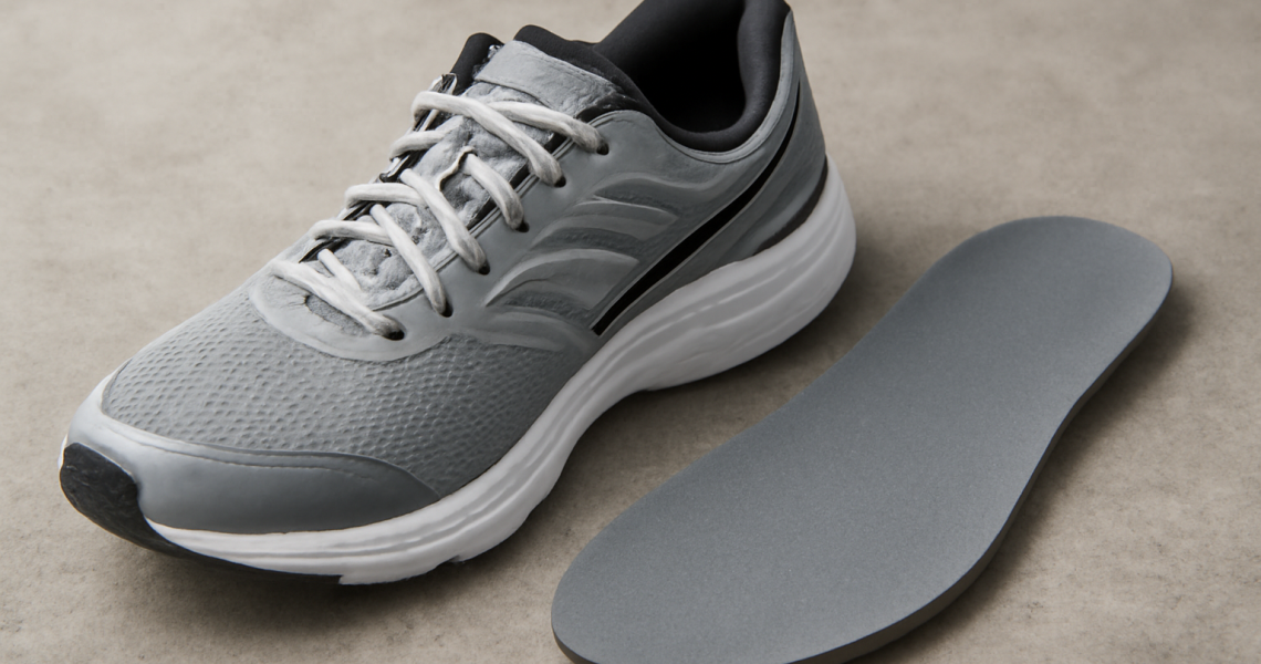 semelle posée à côté d'une chaussure de running