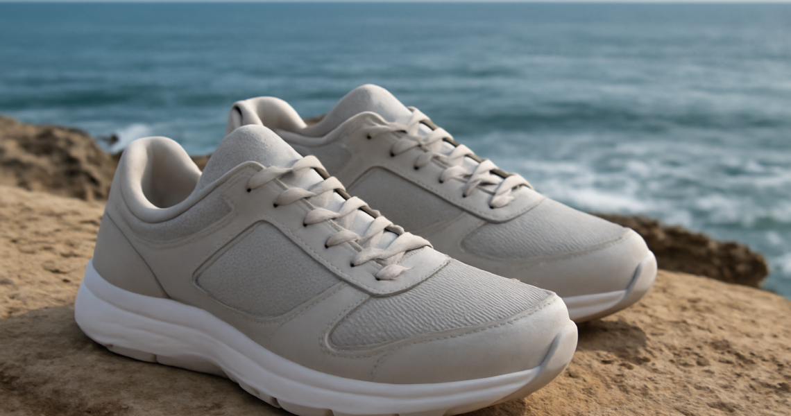 paire de baskets posée au pied d'une côte