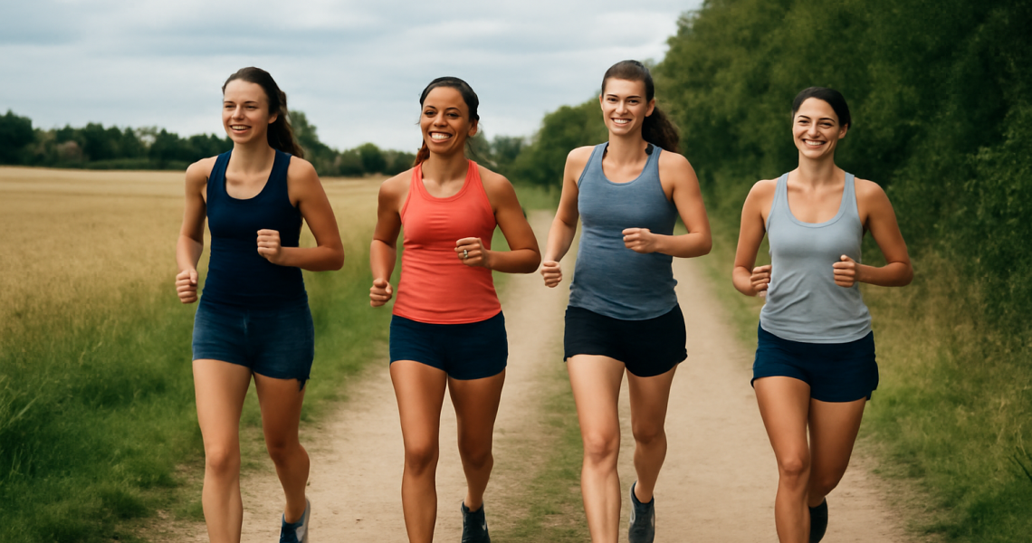 groupe de coureuses sur chemin de campagne