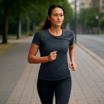 femme courant lentement sur chemin urbain