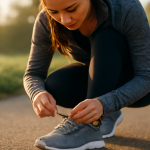 femme lacant ses baskets avant sortie matinale