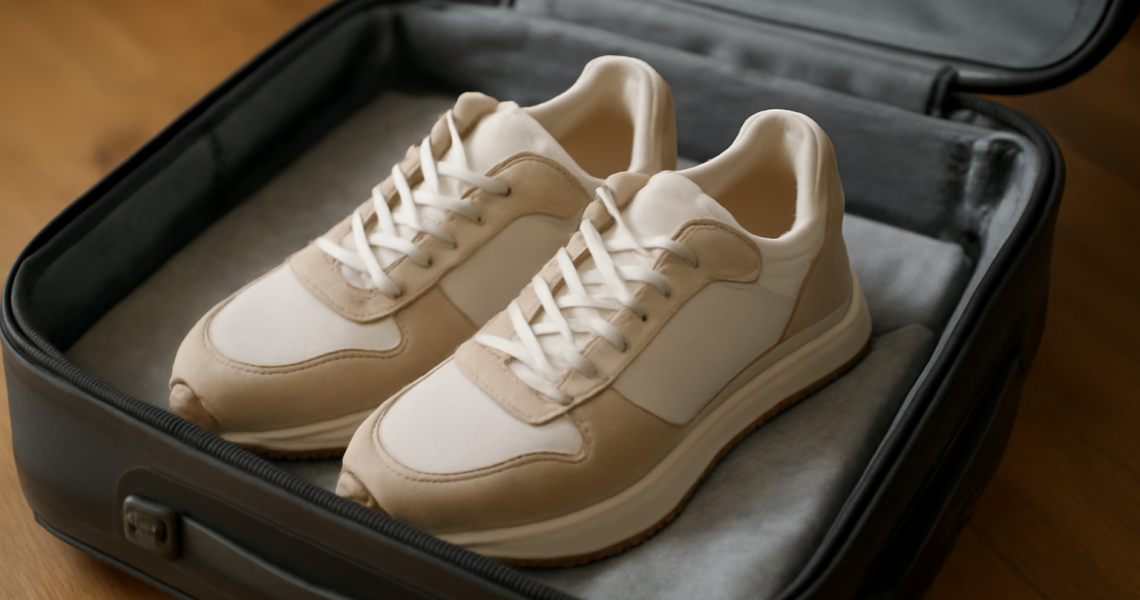 baskets dans valise prêtes au départ
