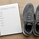 agenda d'entraînement avec chaussures posées à côté
