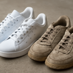 paire de baskets neuves pres d'anciennes