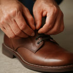 mains ajustant des lacets de chaussure