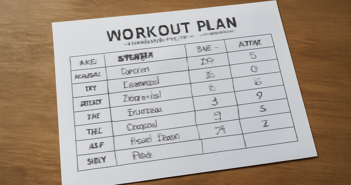 planning d'entraînement posé sur table