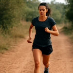 femme courant sur chemin de terre