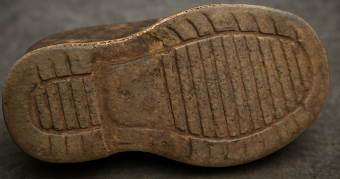 semelle usée au milieu d'une chaussure