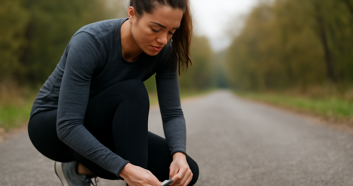 femme attachant ses lacets avant un long run