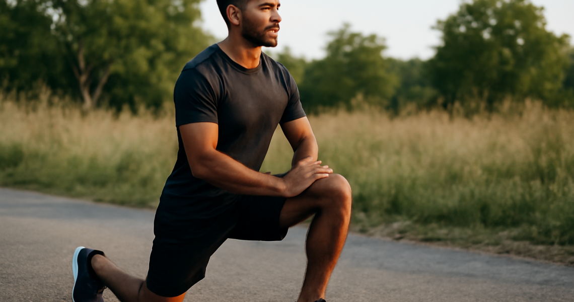 athlete realisant fentes en plein air