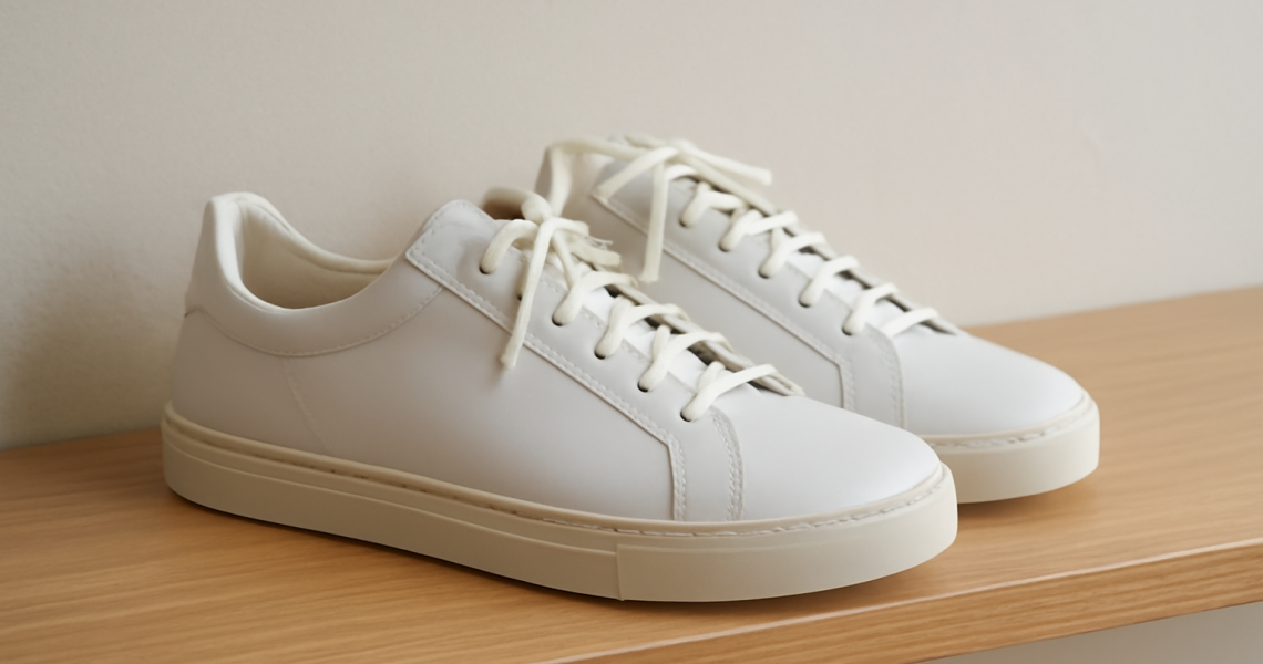 paire de baskets posée sur étagère