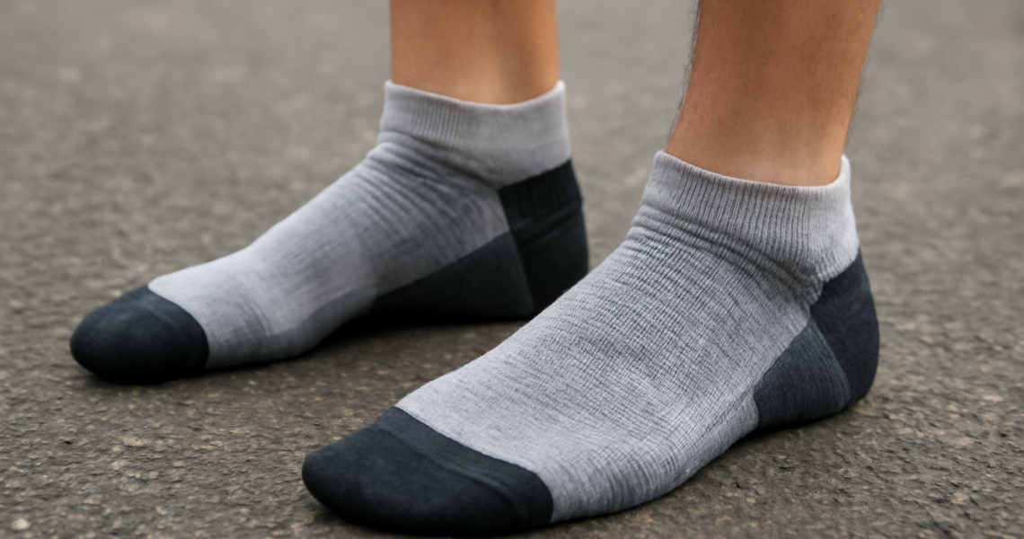 pieds dans chaussettes techniques en course