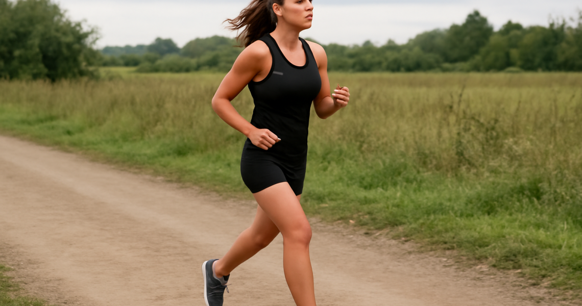 coureuse faisant un footing d'essai sur chemin plat