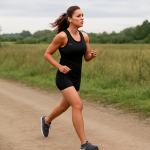 coureuse faisant un footing d'essai sur chemin plat