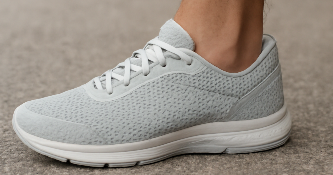 pied dans chaussure aérée textile mesh