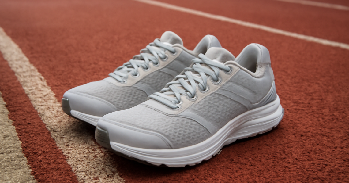 paire de baskets posee au bord piste