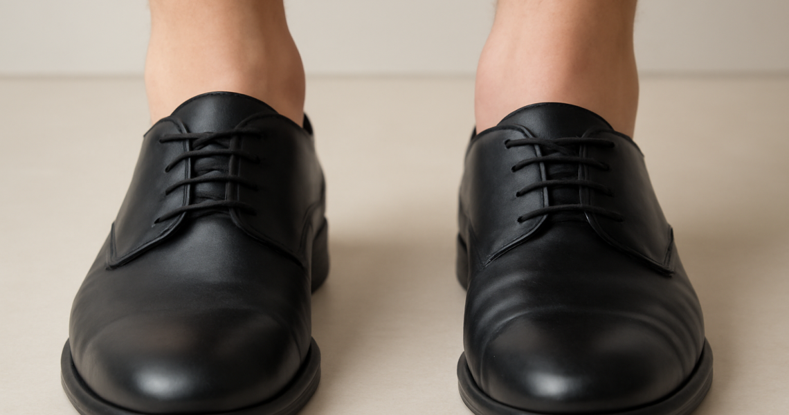 pieds comparant deux ajustements de chaussure