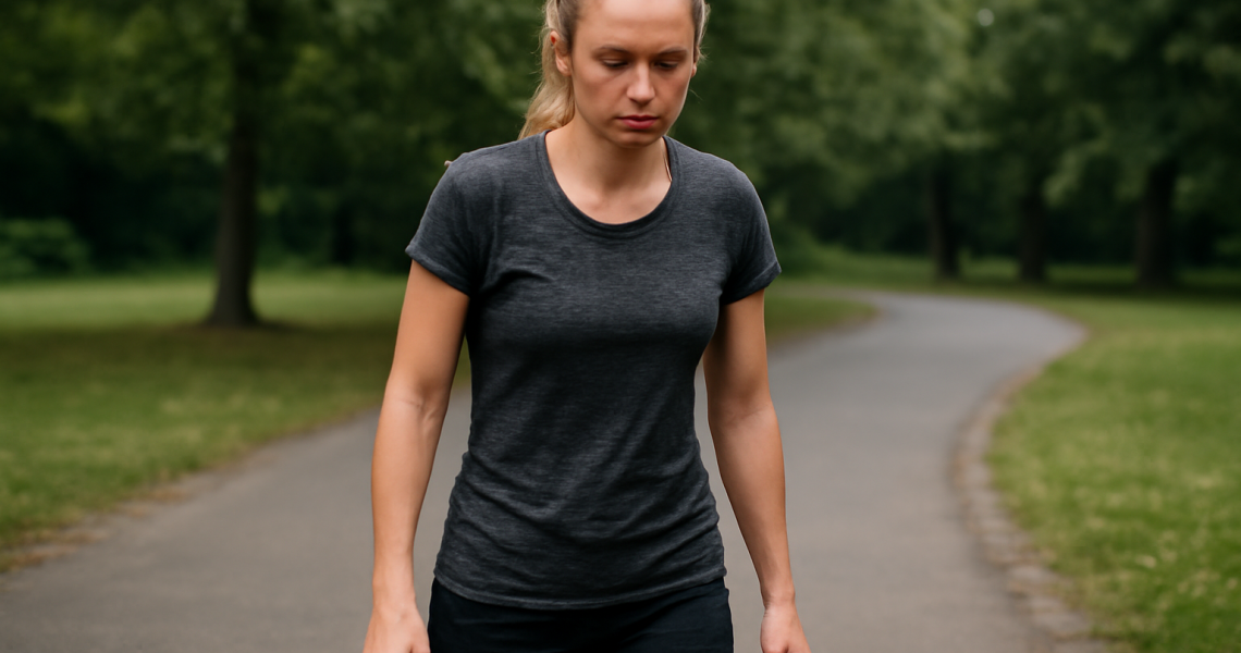 femme marchant doucement après longue course