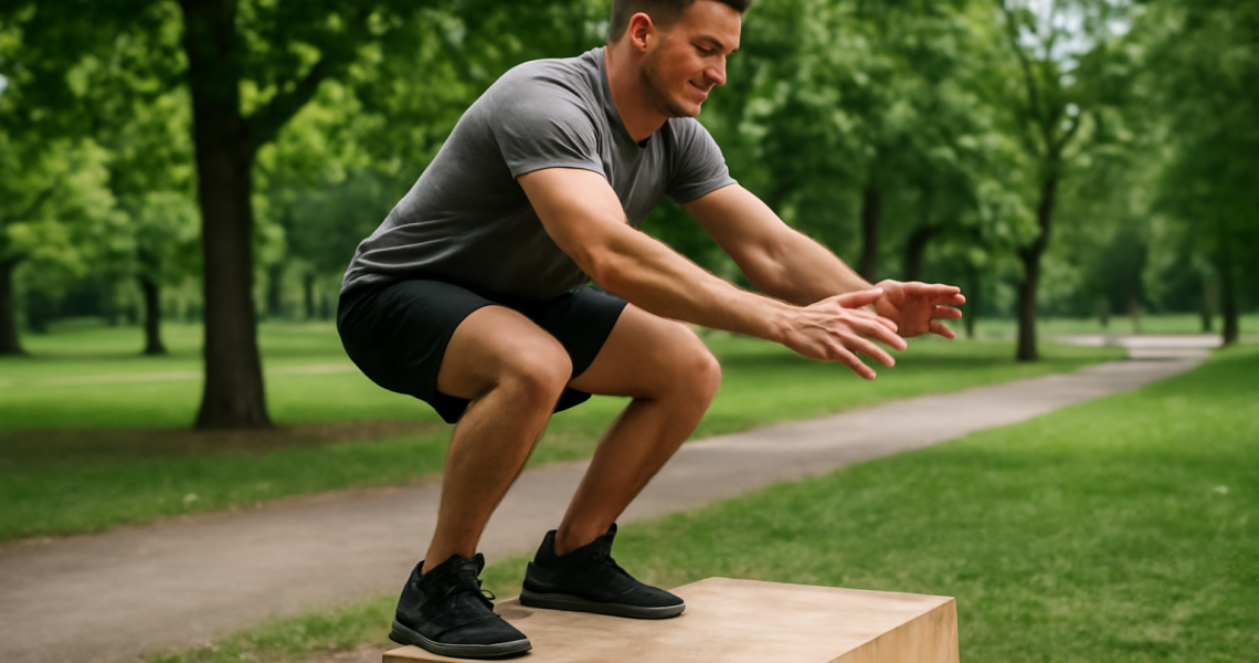 athlete faisant pliometrie au parc
