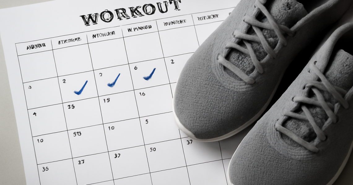 calendrier d'entraînement avec chaussures posées