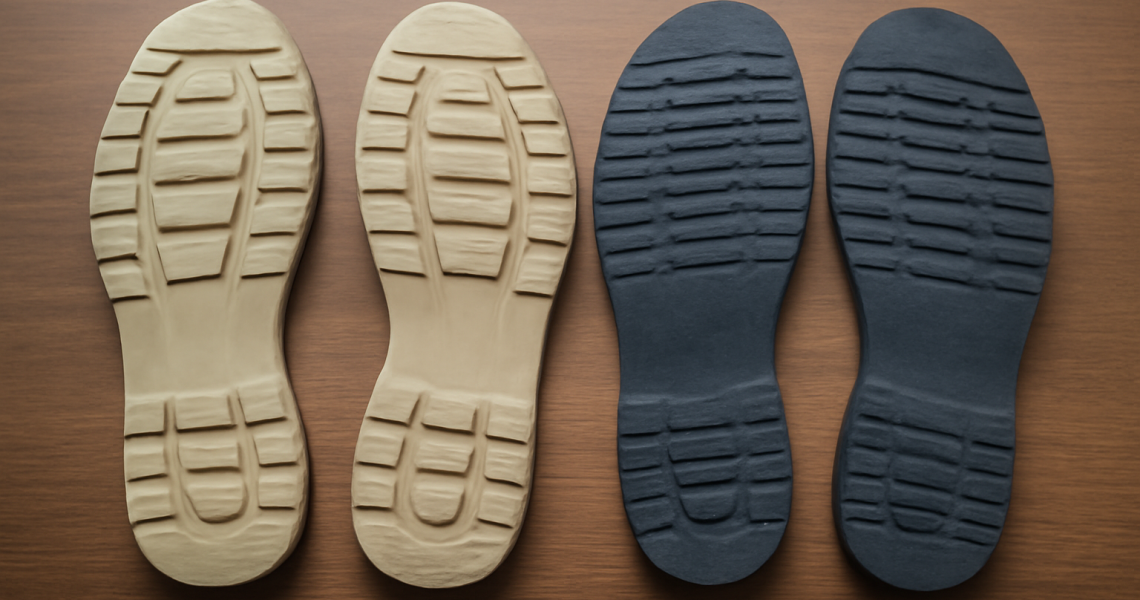 paires de semelles comparées sur table