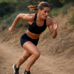 coureuse sprintant en cote sur chemin